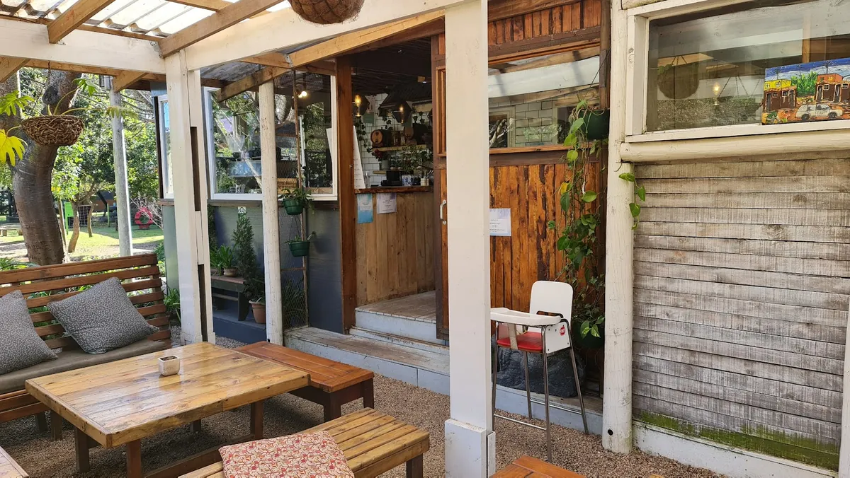 The cafe courtyard at Timberlake Village on the N2 near Wilderness